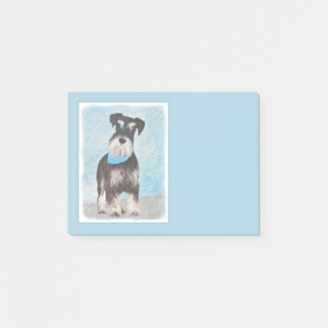Schnauzer (Miniature) Painting - Cute Original Hun Post-it Block (Framsida)