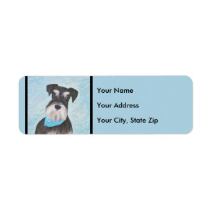 Schnauzer (Miniature) Painting - Cute Original Hun Returadress Etikett