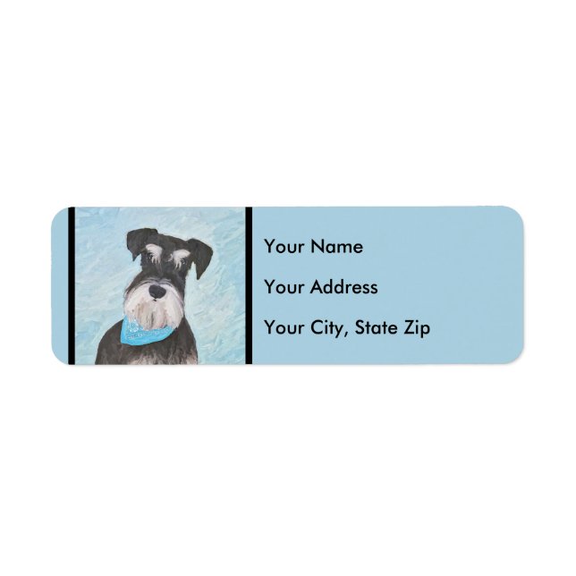 Schnauzer (Miniature) Painting - Cute Original Hun Returadress Etikett (Framsidan)