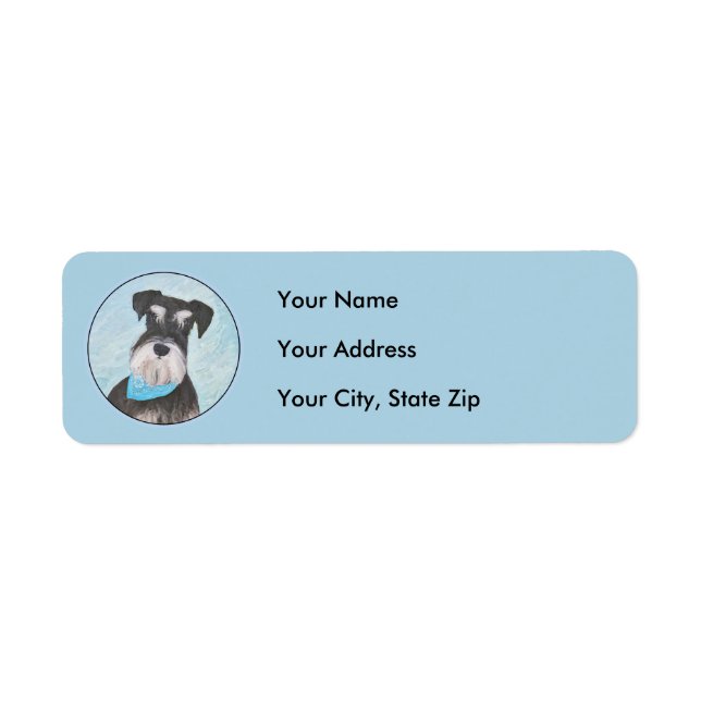 Schnauzer (Miniature) Painting - Cute Original Hun Returadress Etikett (Framsidan)