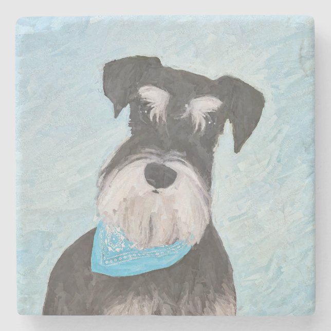Schnauzer (Miniature) Painting - Cute Original Hun Stenunderlägg (Framsidan)