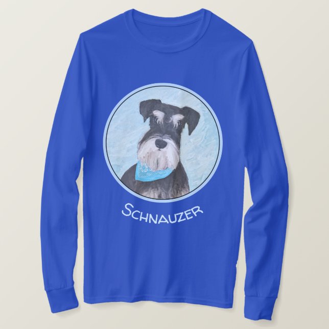 Schnauzer (Miniature) Painting - Cute Original Hun T Shirt (Design framsida)