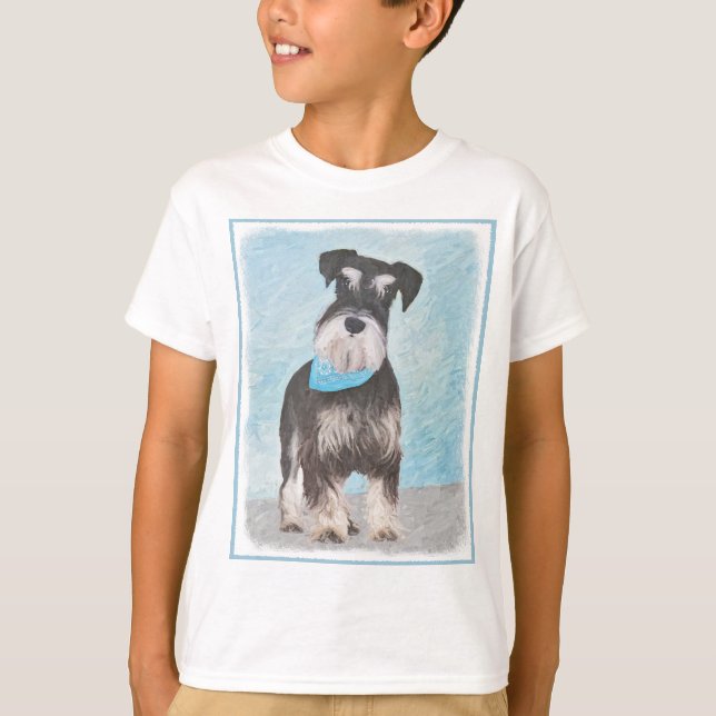 Schnauzer (Miniature) Painting - Cute Original Hun T Shirt (Framsida)