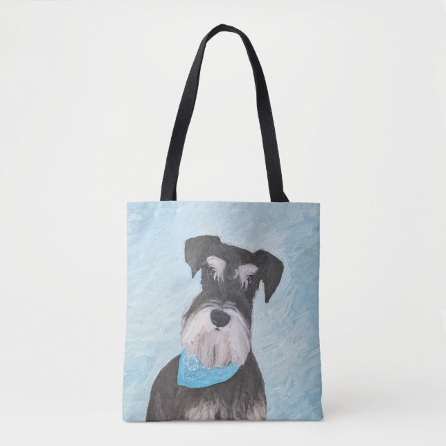 Schnauzer (Miniature) Painting - Cute Original Hun Tygkasse (Framsida)