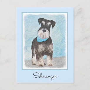 Schnauzer (Miniature) Painting - Cute Original Hun Vykort
