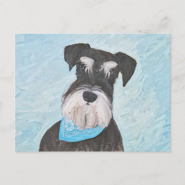 Schnauzer (Miniature) Painting - Cute Original Hun Vykort (Framsida)