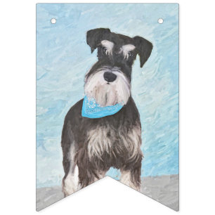 Schnauzer (Miniatyr) Målning - Söt Original Hund Vimplar