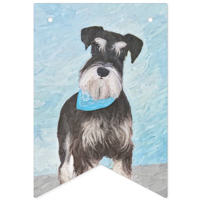Schnauzer (Miniatyr) Målning - Söt Original Hund Vimplar (Första flaggan)