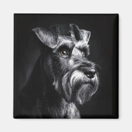 Schnauzer Monochrome Portrait Magnet