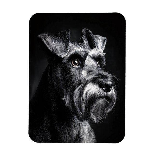Schnauzer Monokrom Porträtt Flexibel Magnet (Vertikal)