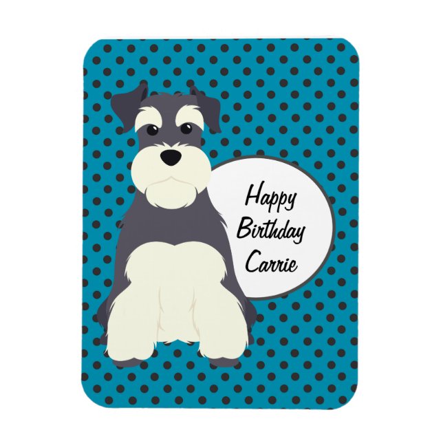 Schnauzer och Polka dots Birthday Magnet (Vertikal)