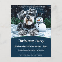 Schnauzer och Snögubbe jul Party