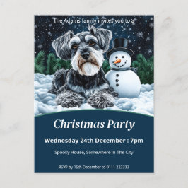 Schnauzer och Snögubbe jul Party Inbjudan Vykort