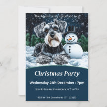 Schnauzer och Snögubbe jul Party