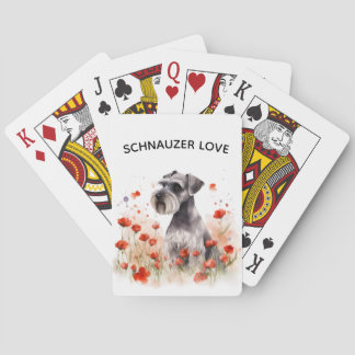Schnauzer och vildblomma spelkort