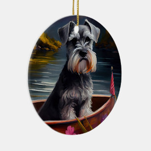 Schnauzer på åra: Ett naturskönt äventyr Julgransprydnad Keramik