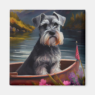 Schnauzer på paddel: Ett naturskönt äventyr Magnet