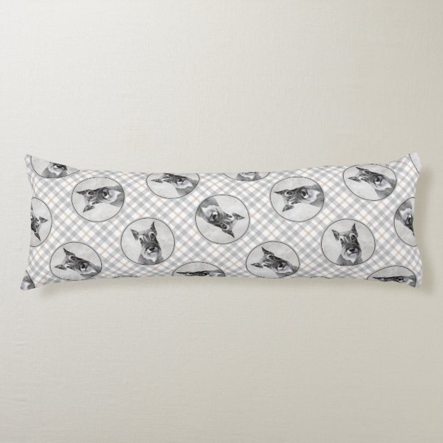 Schnauzer Painting Giant Crop Original Hund Art Kroppskudde (Framsidan)