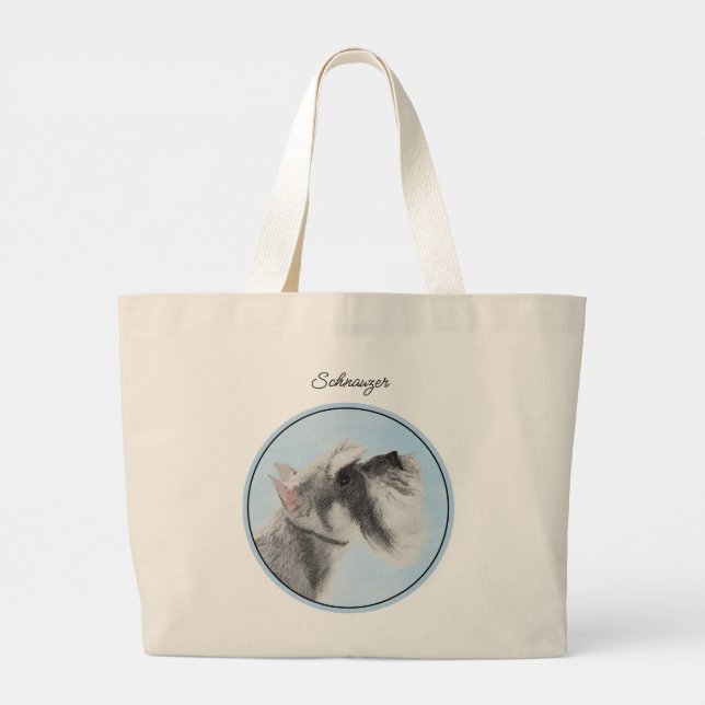 Schnauzer Painting Giant Standard Crown Hund Art Jumbo Tygkasse (Baksida)