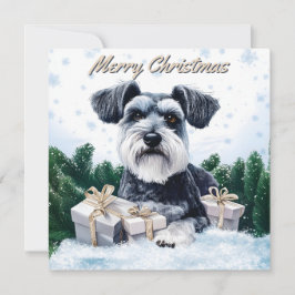 Schnauzer-paket med en stående jul anteckningskort
