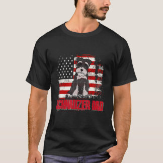 Schnauzer Pappa American Flagga 4:e juli Hund T Shirt