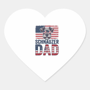 Schnauzer Pappa Patriotisk Vintage Hund Hjärtformat Klistermärke