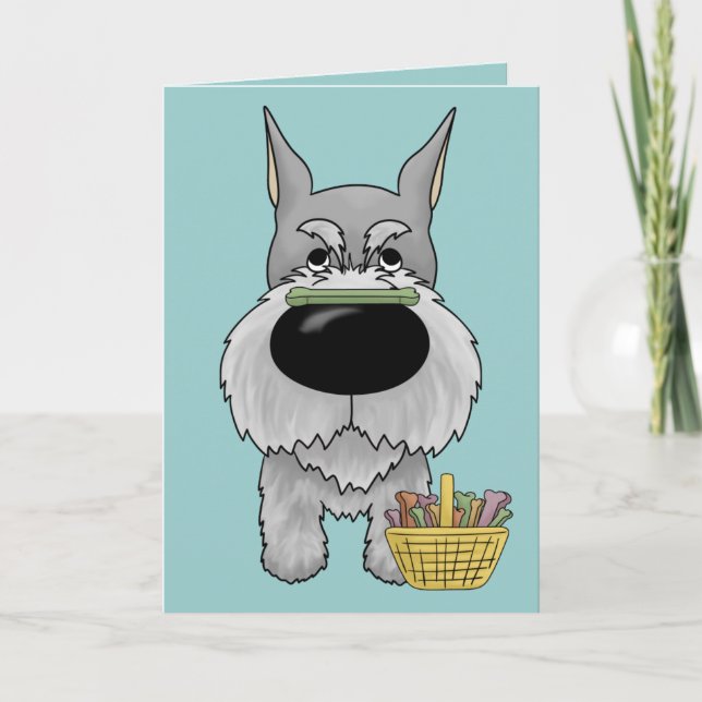 Schnauzer - Påsk Bone Hunt, vem? Helgkort (Framsida)