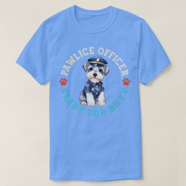 Schnauzer Pawlice Officer T Shirt (Design framsida)