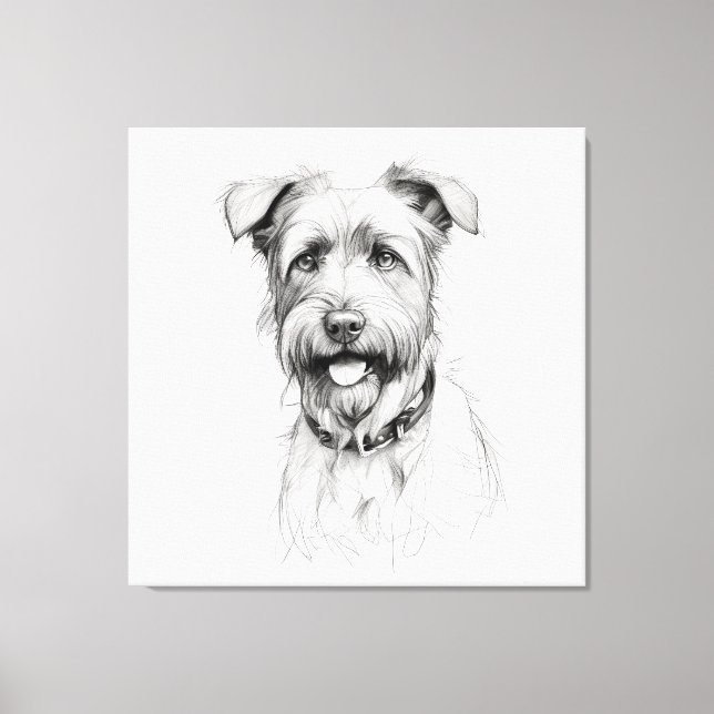 Schnauzer Pencil Sketch Porträtt Canvastryck (Framsida)