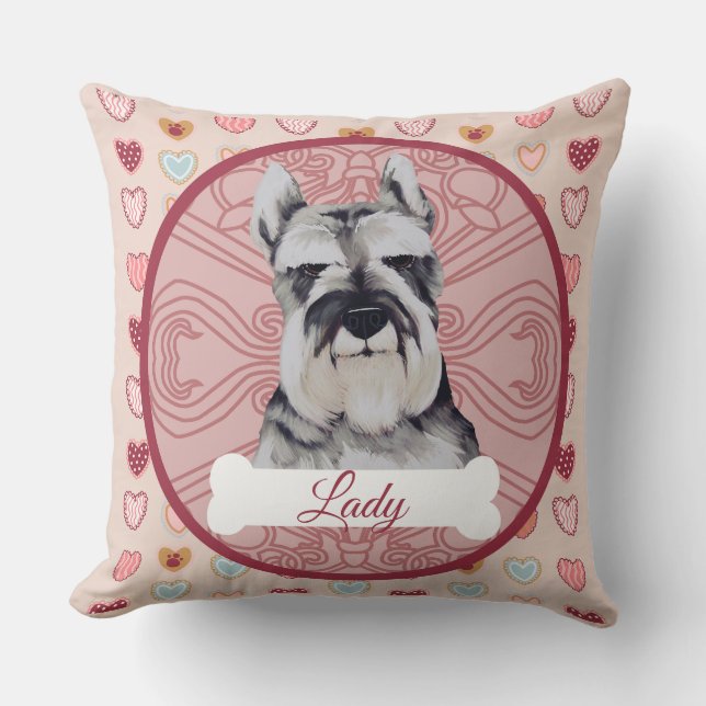 Schnauzer Personalize Valentine Pillow Kudde (Framsida)