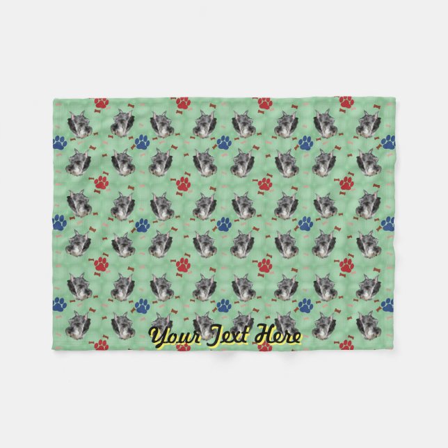 Schnauzer Porträtt Fleecefilt (Framsidan (Horisontell))