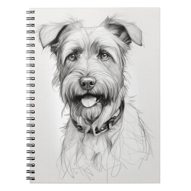 Schnauzer Porträtt Pencil Sketch Anteckningsbok (Framsidan)