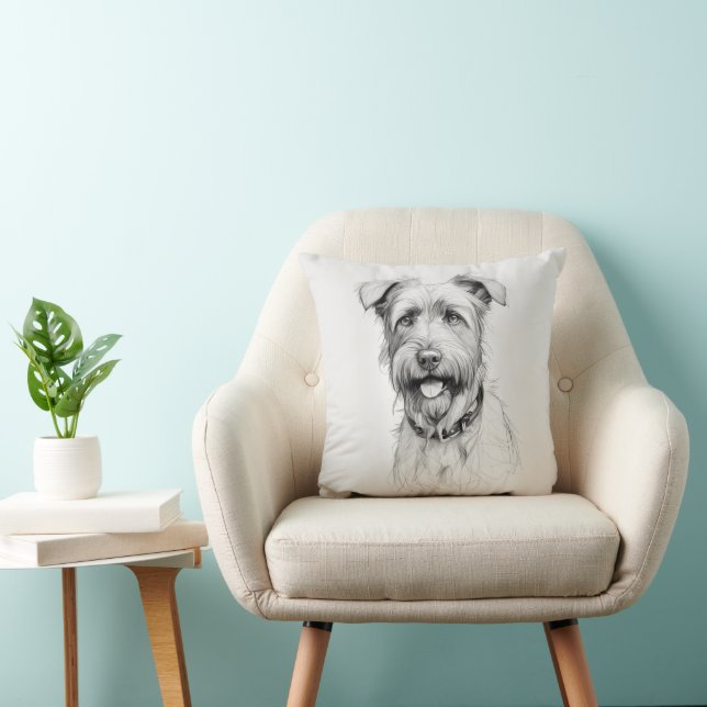 Schnauzer Porträtt Sketch Kudde (Stol)