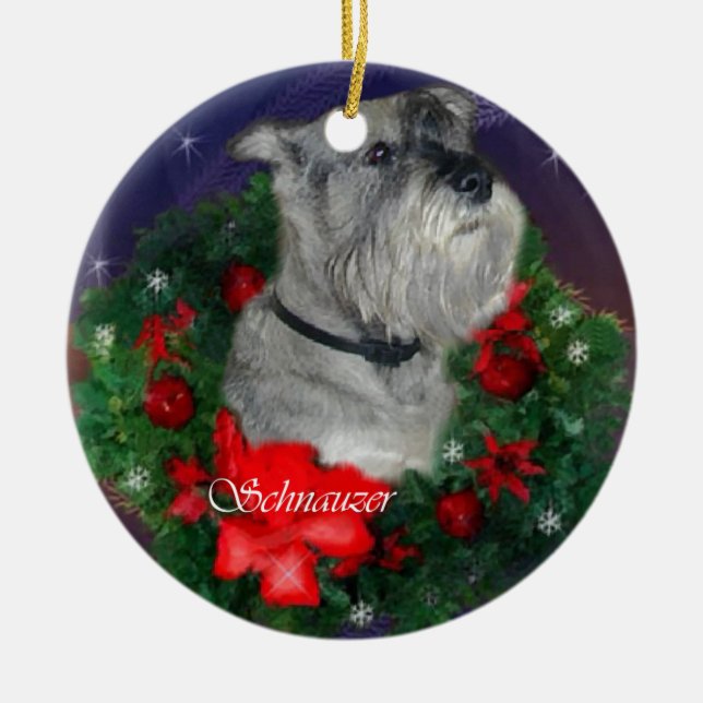 Schnauzer-prydnadsgåvor Julgransprydnad Keramik (Framsidan)