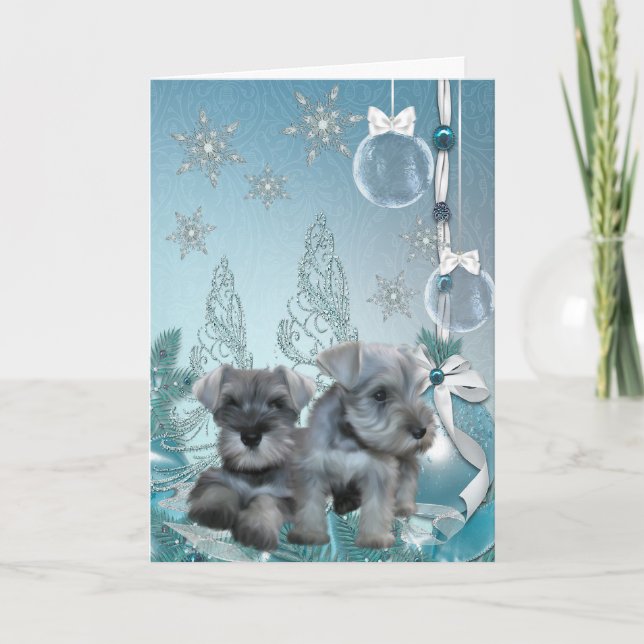 Schnauzer Puppies-julkort Helgkort (Framsida)