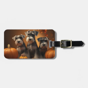 Schnauzer Puppy Autumn Delight Pumpkin Bagagebricka