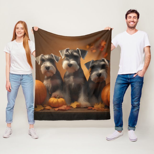 Schnauzer Puppy Autumn Delight Pumpkin Fleecefilt (På plats)