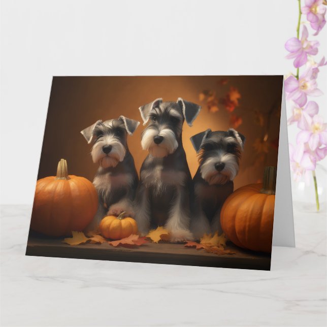 Schnauzer Puppy Autumn Delight Pumpkin Kort (Orkide)