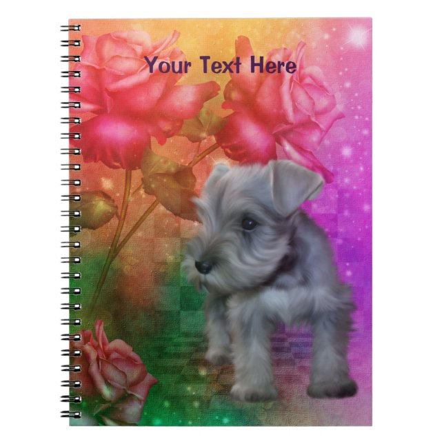 Schnauzer Puppy Fantasy Hund Art bärbar dator Anteckningsbok Med Spiral (Framsidan)