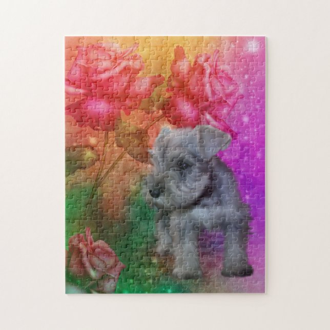 Schnauzer Puppy Fantasy Ro Hund Art Pussel (Vertikal)
