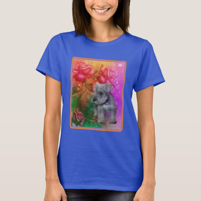 Schnauzer Puppy Fantasy Ro Hund T Shirt (Framsida)