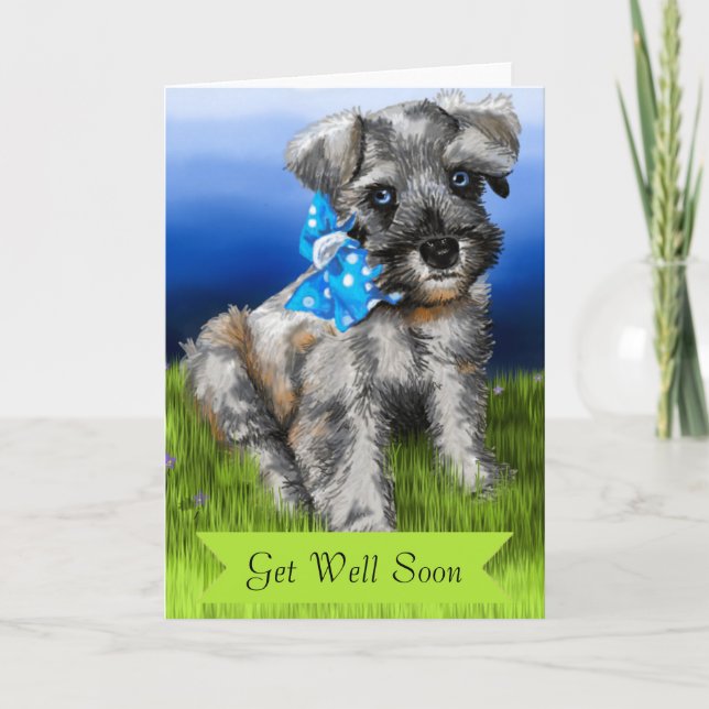 Schnauzer Puppy med god snart. Kort (Framsida)