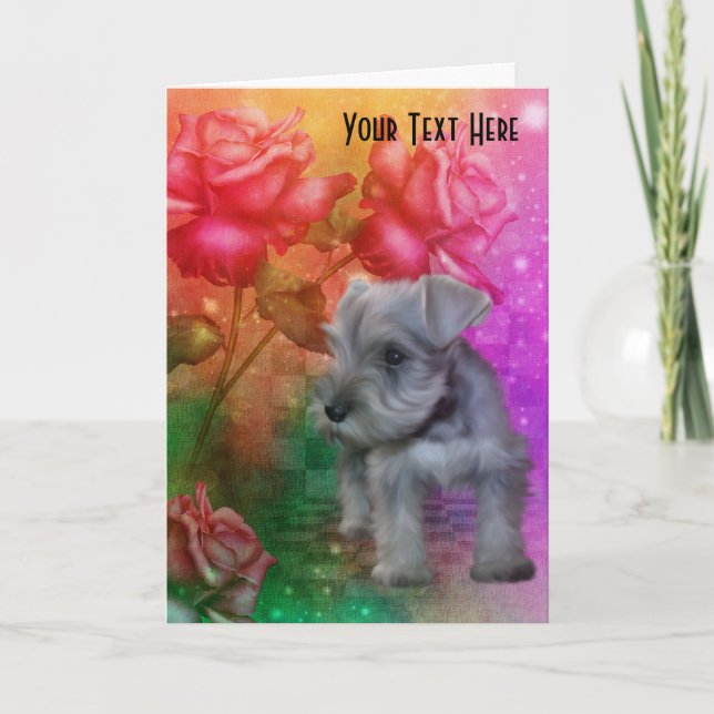 Schnauzer Puppy Ro Hund Art-fotokort Kort (Framsida)