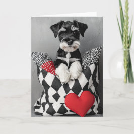 Schnauzer Puppy Valentine Card Tack Kort