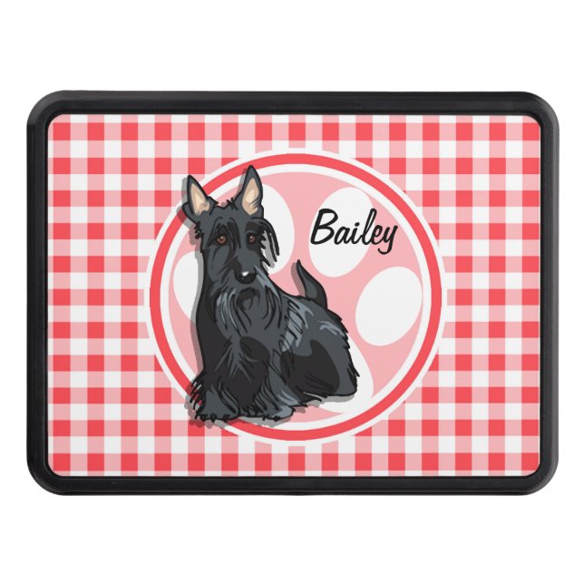 Schnauzer; Red and White Gingham Dragkroksskydd (Framsidan)