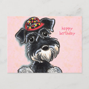 Schnauzer Red Cap Off Leash Art™ Vykort