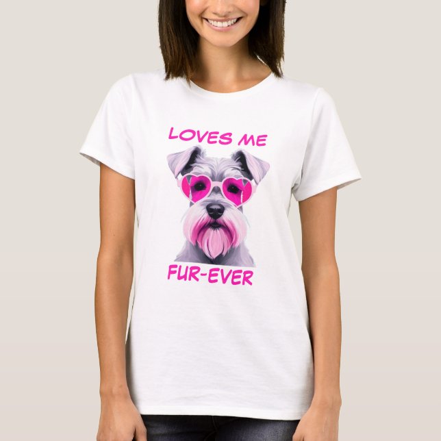 Schnauzer Rosa Heart Heart- Shaped Sunglass T Shirt (Framsida)