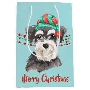 Schnauzer Santa Hat Helgdag String Pärlor