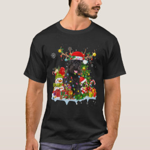 Schnauzer Santa Hat Reindeer jul Ljus Paja T Shirt