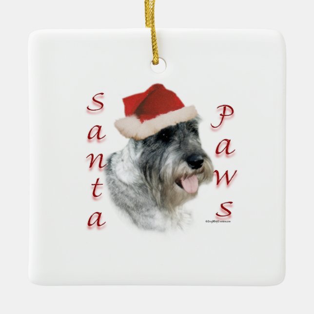 Schnauzer Santa Tassar Julgransprydnad Keramik (Framsida)
